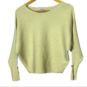 Carmen Marc Valvo Ivory Soft Gold Lurex Pullover sweater women's size Medium M